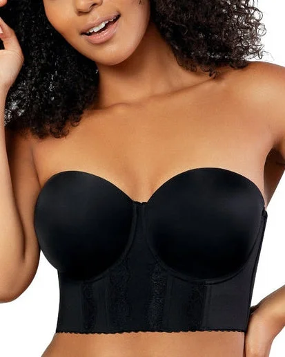 satin cheeky panties-Parfait Elissa Strapless Long Line Bustier Bra (More colors available) - P50116 - Black