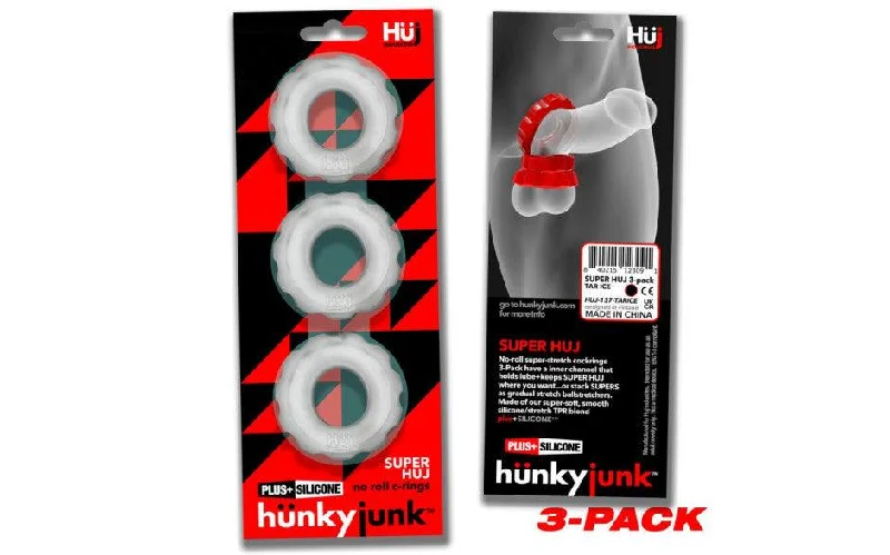 anal toys for intimate vibes-Super Hunkyjunk 3 Pc Cockrings Clear Ice