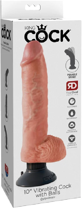 penis-exercise-frequency-guide-King Kock - 10" Vibrating Cock With Balls - Flesh