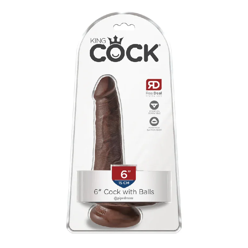 cock ring bold grip-King Cock 6" Cock With Balls Brown