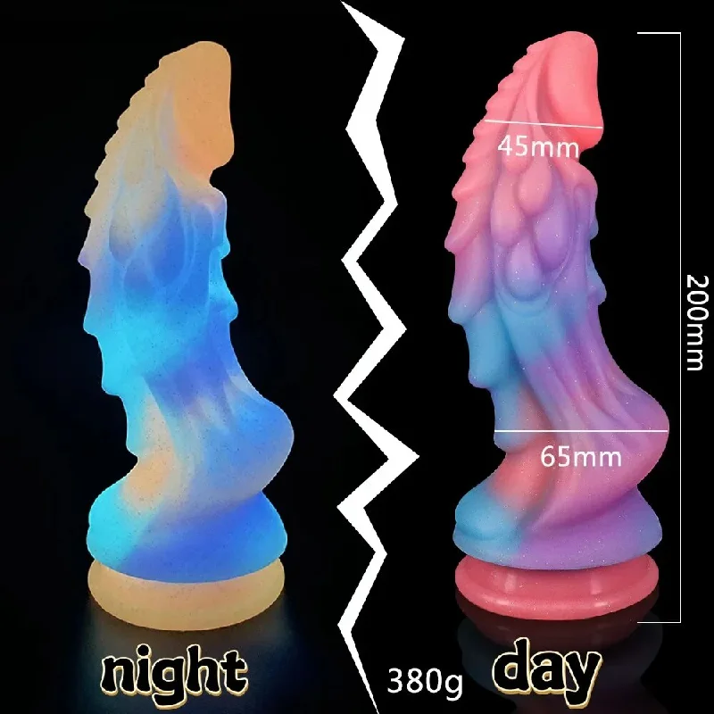 anal toys with grooved texture-Luminous Monster Dildos Butt Plug - Exotic Dragon Anal Dildo Sex Toys for Women Men