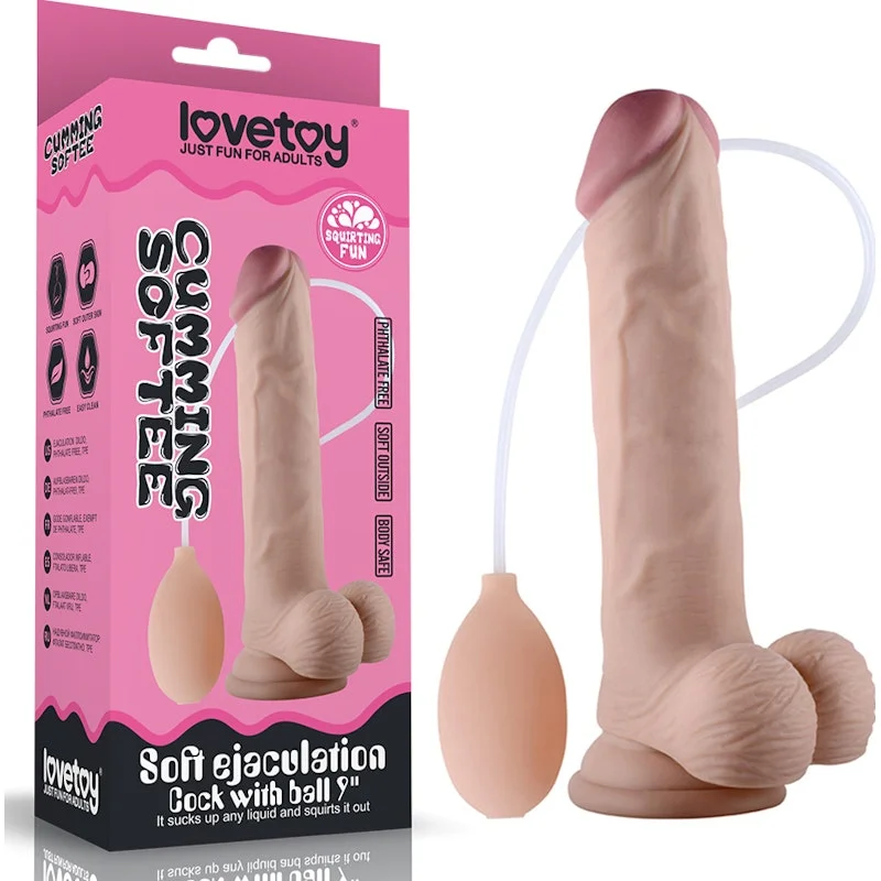 anal toys for erotic excitement-Soft Ejaculation Cock With Ball 9in