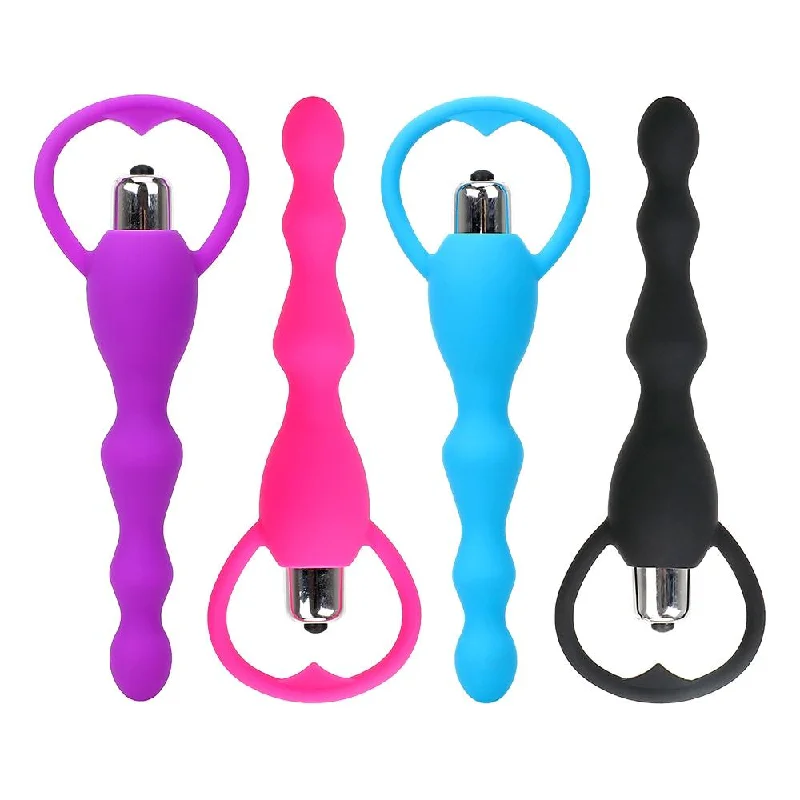 anal toys with spinning vibes-Long Anal Beads Plug & Prostate Massager