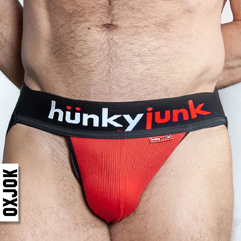 soft cashmere thong-Hunker Comfy-Pouch Slider-Strap  Jock Red Hot Medium